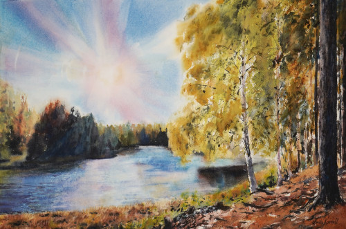 Autumn light - original Painting by Anita Rosvall