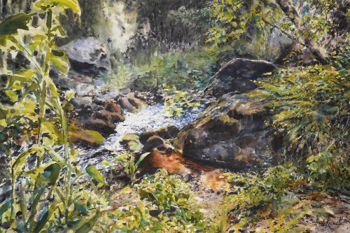 Murmuring stream - original Painting by Anita Rosvall