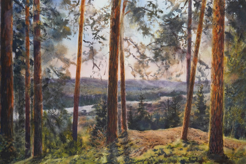 View over the valley - original Painting by Anita Rosvall